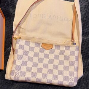 Louis Vuitton Cream and Tan Checkered Shoulder Bag